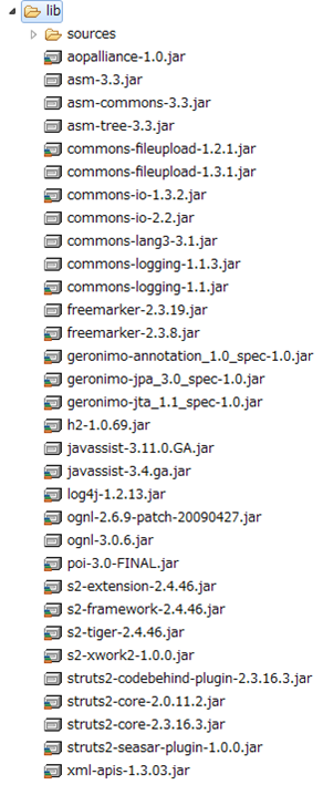 struts2.3ライブラリ